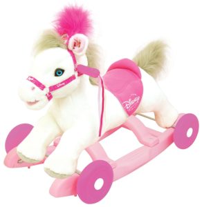 Disney princess pink plush rocking pony horse for babies toddlers girls ride on wheels