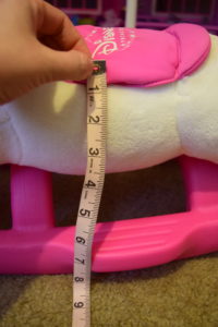 Disney princess pink plush rocking pony horse seat height from the saddle to the floor