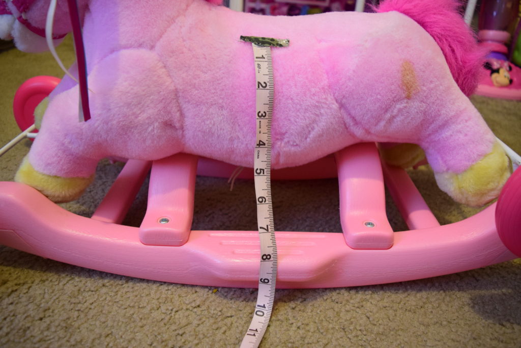 Disney princess pink plush rocking pony horse seat height from the seat to the floor