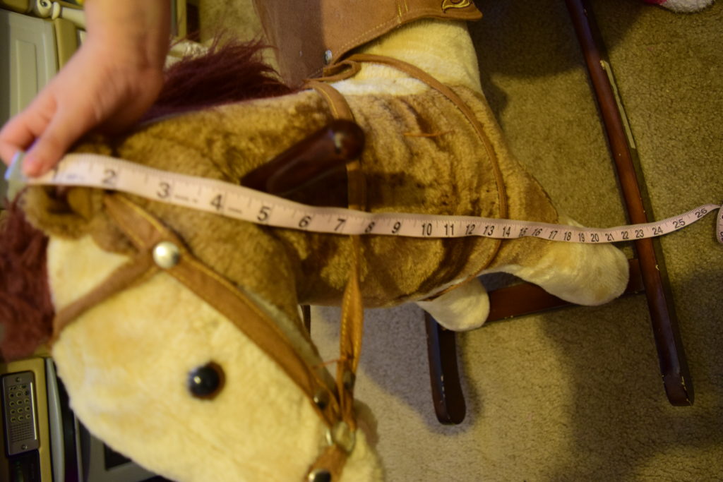 Cowboy plush rocking horse height measurement