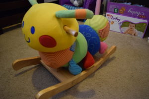 Rockabye rocking caterpillar toy for babies and toddlers to ride on