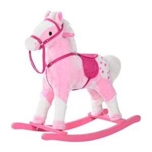 qaba plush rocking horse for 2-4 years old toddler girls 