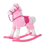 Qaba Pink Plush Rocking Horse Pony for Toddler Girls Neigh Gallop Sounds