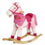 rockin rider pink rocking moving horse for girls with neighing and galloping sounds