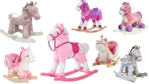pink plush rocking horses sounds pony ride on toys