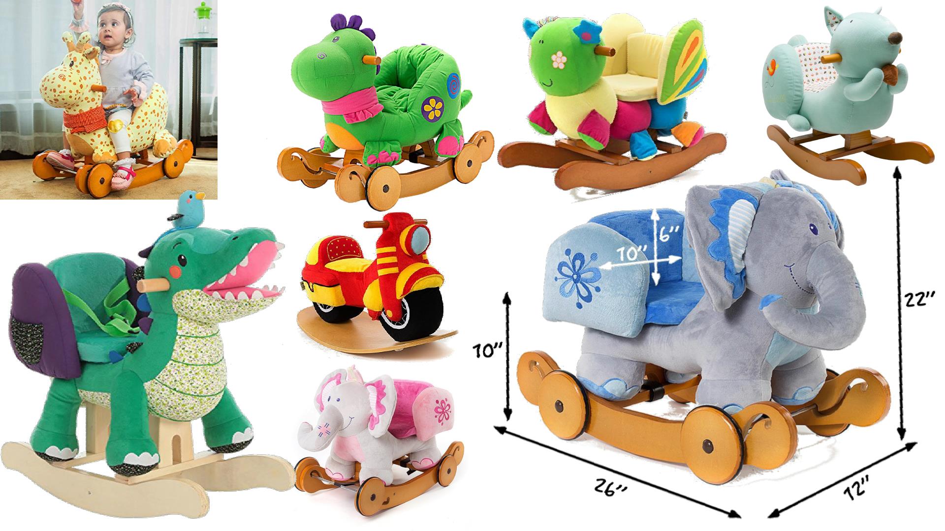 Plush Wood... Red Motorcycle Baby Plush Rocker Toys Details about   labebe Baby Rocking Horse 