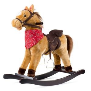 Cowboy plush rocking horse with sound for toddlers boys girls