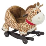 Plush Rocking Giraffe for babies toddlers with seat wheels sound Animal Ride On Toy
