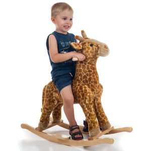 Happy Trails Plush Rocking Giraffe Animal ride on for Toddlers Kids