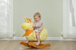Labebe Plush Rocking Giraffe Animal with Seat & Belt for Babies Toddlers Ride On Toy