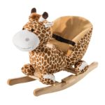 Qaba plush rocking giraffe with seat for baby ride on animal toy