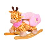 qaba rocking giraffe with safety seat chair babies animal ride on toy