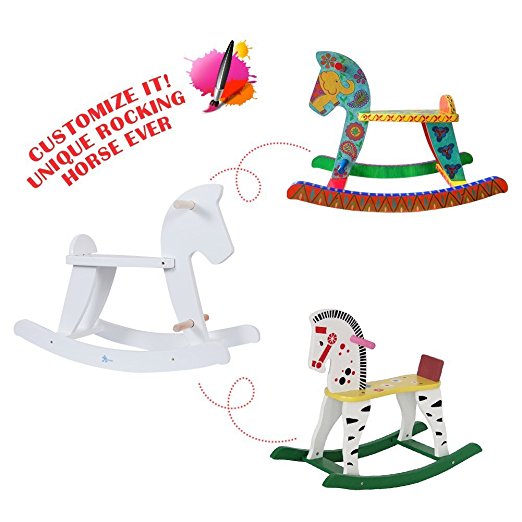 Labebe customizable wooden rocking horse with seat for babies toddlers ride on toy