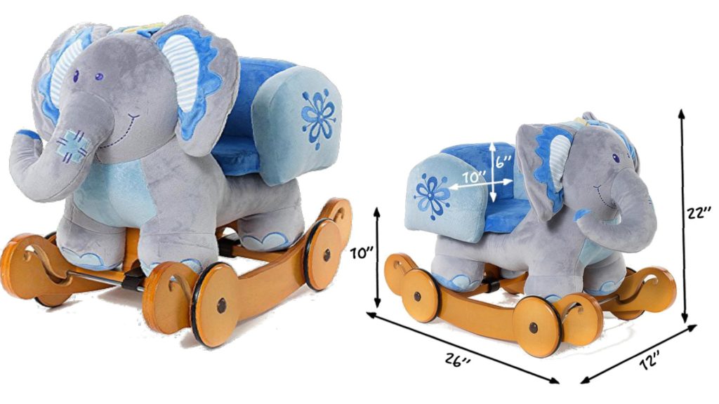 Labebe Plush Elephant Rocking Animal with Seat for Babies Toddlers Ride on Toy