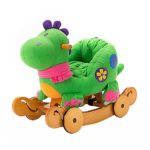 rocking dinosaur with seat and wheels for 1 - 2 year old babies toddlers rocker toy to ride on