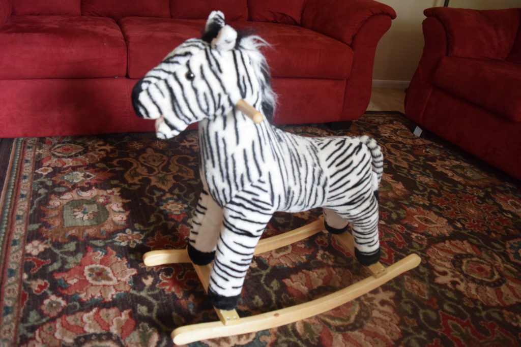 Happy Trails zebra rocking horse for toddlers and kids ride on toy