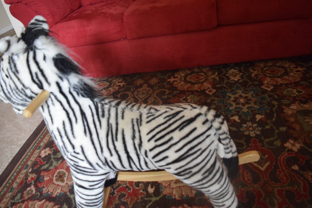 Happy Trails zebra rocking horse for toddlers and kids ride on toy