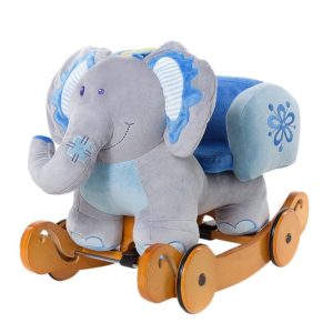 Labebe Plush Rocking Elephant Animal Rocker with Seat Wheels for Babies Toddlers Toy