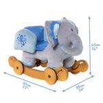 Labebe Plush Rocking Elephant Animal Rocker with Seat Wheels for Babies Toddlers Toy