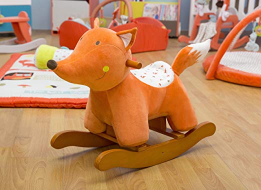 Orange fox plush rocker for baby's nursery decor