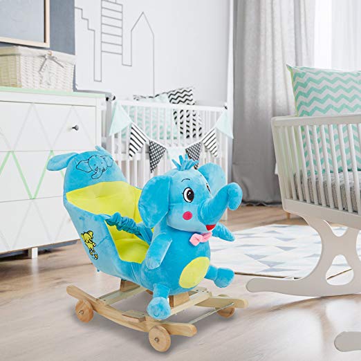 large stuffed plush elephant chair rocker for baby's nursery