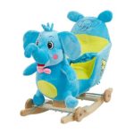 plush rocking elephant toy with seat and wheels for babies and toddlers