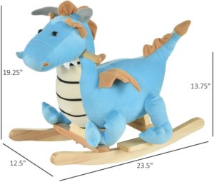 Qaba Kids Plush Rocking Dinosaur toy dimensions