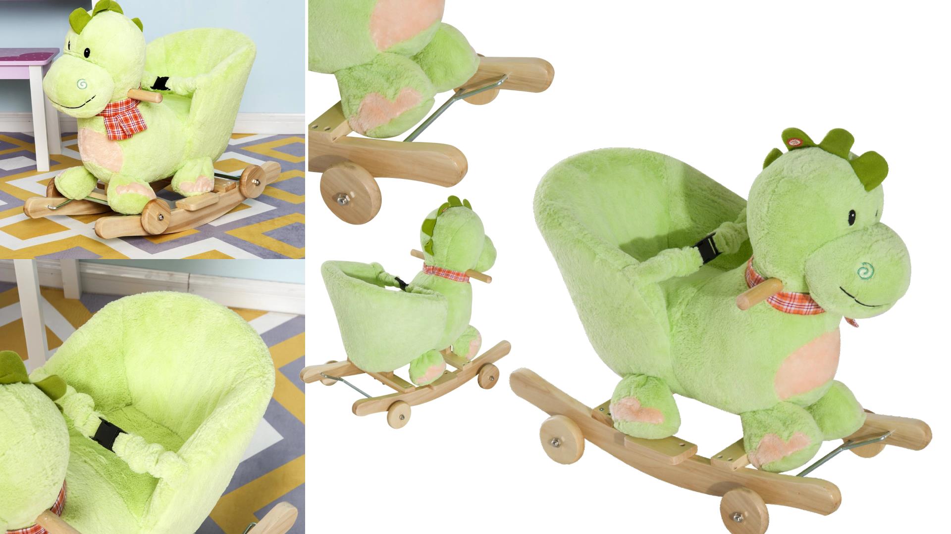 plush dinosaur rocking horse