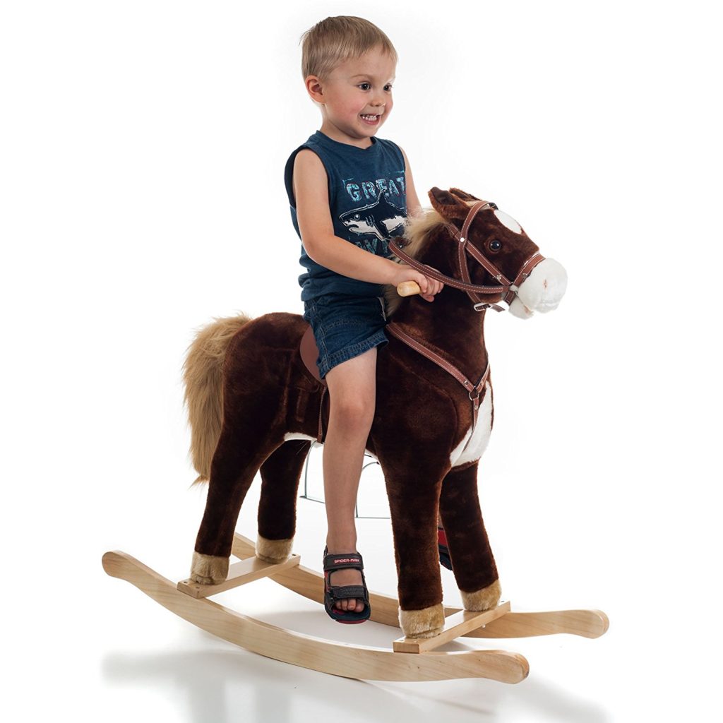 happy trails plush walking horse with wheels and foot rest